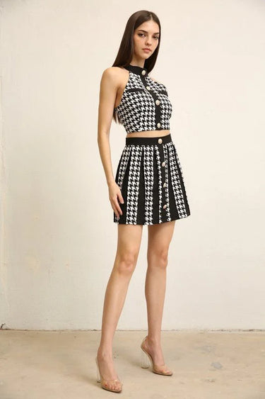 Simple & Sweet Skirt and Top Set - Black/White close up of matching top design and fabric