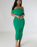 Sincerely Yours Ruched Green Dress close up detail of ruched design