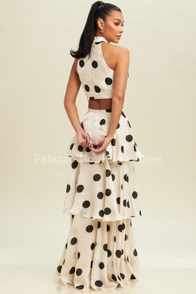 Skirt Set Polka Dots (Taupe Black)