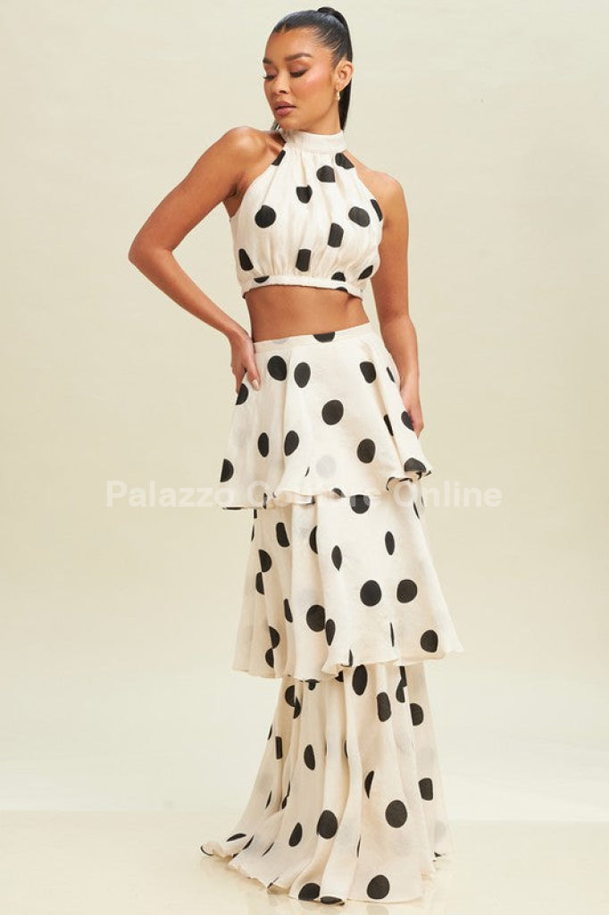 Skirt Set Polka Dots (Taupe Black) Small / Taupe-Black