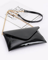 Sleek Enamel Envelope Clutch - Black - Palazzo Couture Online