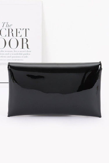 Sleek Enamel Envelope Clutch - Black - Palazzo Couture Online