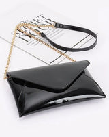 Sleek Enamel Envelope Clutch - Black - chic clutch by Palazzo Couture