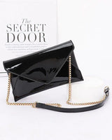 Sleek Enamel Envelope Clutch - Black - women's evening clutch