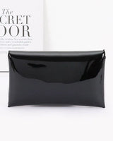 Sleek Enamel Envelope Clutch - Black - stylish purse for going out