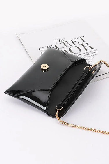 Sleek Enamel Envelope Clutch - Black for women - bag by Palazzo Couture