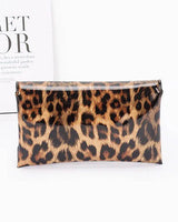 Sleek Enamel Envelope Clutch - Leopard - women's evening clutch