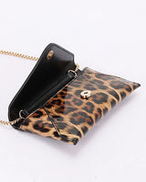 Sleek Enamel Envelope Clutch - Leopard - trendy women's bag