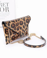 Sleek Enamel Envelope Clutch - Leopard - stylish purse for going out