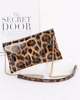 Sleek Enamel Envelope Clutch - Leopard for women - bag by Palazzo Couture