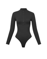 Sleek Ribbed High - Neck Bodysuit (Black) - Palazzo Couture Online