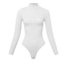 Sleek Ribbed High - Neck Bodysuit (White) - Palazzo Couture Online