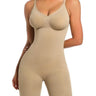 Slim Sculpt Seamless Bodysuit Mid-Thigh Shapewear in Beige front view showing bodysuit silhouette and fit