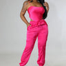 Smooth Moments Fuchsia Pant Set with Satin Crop Top front view showing complete two piece pant set
