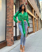 So Lovable Top (Kelly Green) front view showing long sleeve design