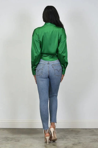 So Lovable Top (Kelly Green) side view showing fit and silhouette