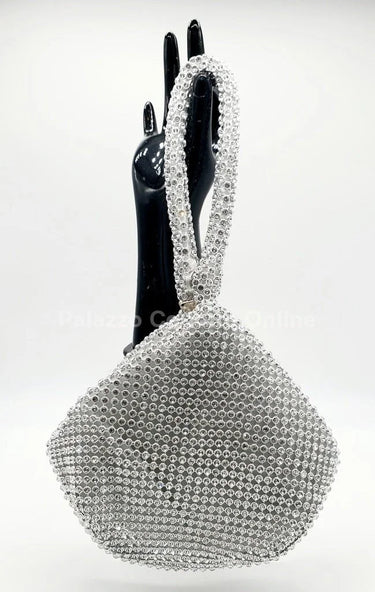 Soft Crystal Mesh Mini  Hobo Style (Silver) - chic clutch by Palazzo Couture