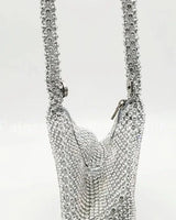 Soft Crystal Mesh Mini  Hobo Style (Silver) - fashion bag for women