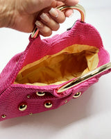 Soft Woven Tote Bag – Vacation Mode Woven Tote (Fuchsia) - chic clutch by Palazzo Couture