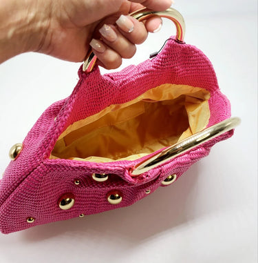 Soft Woven Tote Bag – Vacation Mode Woven Tote (Fuchsia) - chic clutch by Palazzo Couture