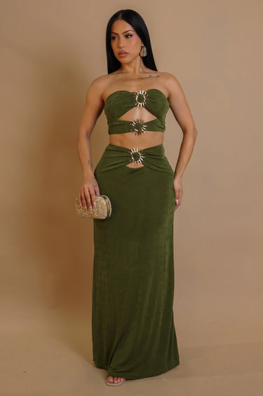 Solar Muse Skirt Set - Chartreuse - Palazzo Couture Online