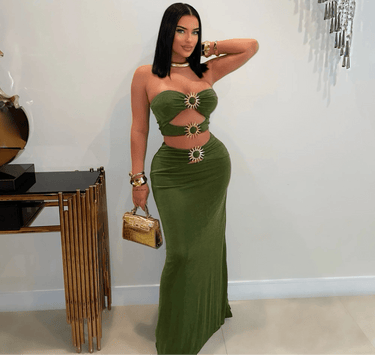 Solar Muse Skirt Set - Chartreuse - Palazzo Couture Online