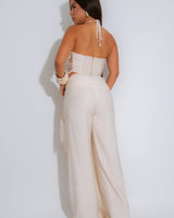 Soléa Bloom Floral Crochet Pant Set – Nude - Palazzo Couture Online