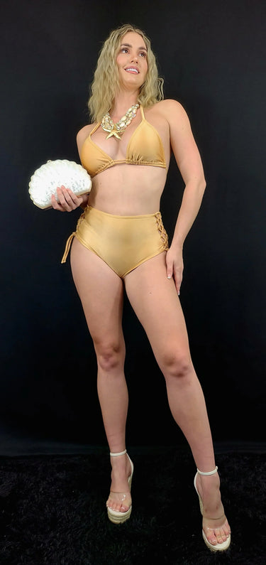 Solstice Serenity Two Piece Bikini (Gold) - chic bikini by Palazzo Couture