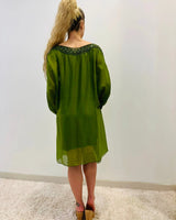 Women's Lime mini dress silk style back view