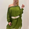 Sophia Italian Silk Mini Dress (Lime) front view showing mini dress silhouette