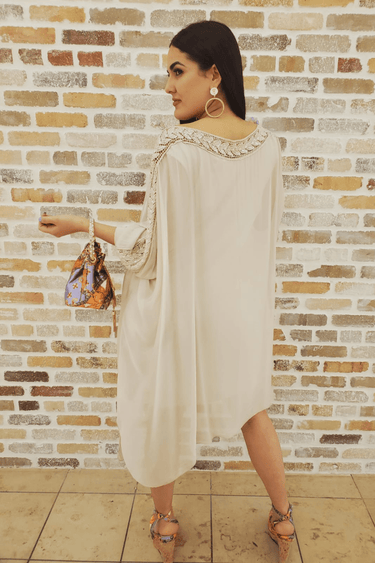 Sophia Italian Silk Mini Dress (Nude) - Palazzo Couture Online