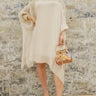 Sophia Italian Silk Mini Dress (Nude) front view showing mini dress silhouette
