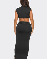 Soul Mate Cutout Skirt Set (Black) - Palazzo Couture Online
