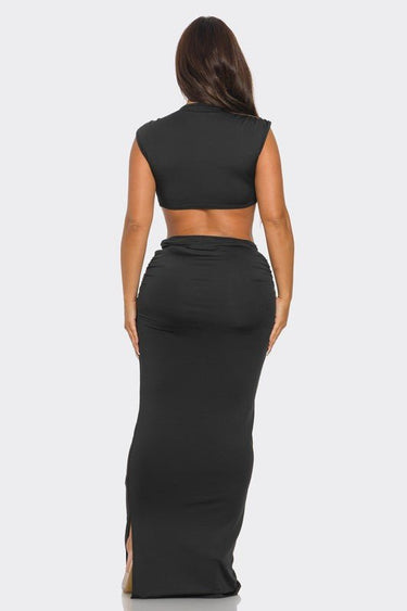 Soul Mate Cutout Skirt Set (Black) - Palazzo Couture Online