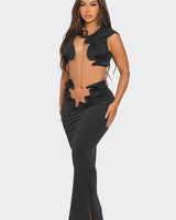 Soul Mate Cutout Skirt Set (Black) - Palazzo Couture Online