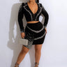 Elegant Black crop top two piece skirt set styled for going out