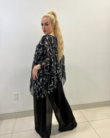 Splendida Silky Italian Black Blouse alternate angle showing top design elements