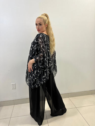 Splendida Silky Italian Black Blouse alternate angle showing top design elements