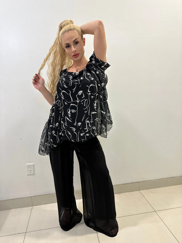 Women's Black long sleeve top from Palazzo Couture collection