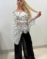 Splendida Silky Italian Blouse (White) front view showing long sleeve design