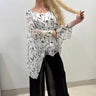 Splendida Silky Italian Blouse (White) front view showing long sleeve design