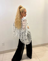 Splendida Silky Italian Blouse (White) showing sleeve construction and neckline detail
