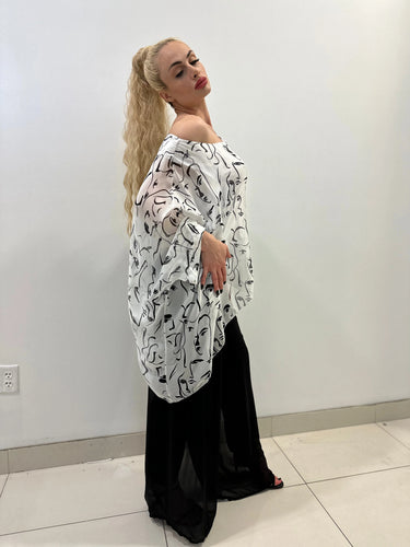 Elegant White elegant long sleeve top styled for going out