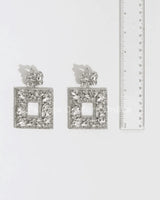 Square Dangle Earrings with Multi Stone Crystal Embellishments - versatile jewelry accessory