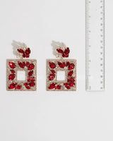 Square Dangle Earrings with Multi Stone Crystal Embellishments - chic women's accessory
