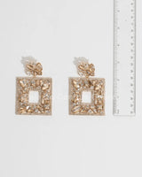Square Dangle Earrings with Multi Stone Crystal Embellishments - women's statement jewelry