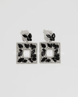 Square Dangle Earrings with Multi Stone Crystal Embellishments - stylish accessory for every outfit