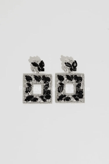 Square Dangle Earrings with Multi Stone Crystal Embellishments - stylish accessory for every outfit