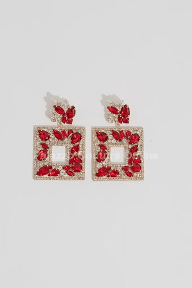 Square Dangle Earrings with Multi Stone Crystal Embellishments - elegant piece by Palazzo Couture