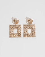 Square Dangle Earrings with Multi Stone Crystal Embellishments for women - fashion jewelry by Palazzo Couture